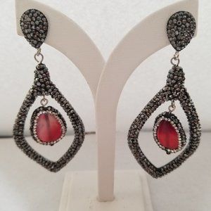 JK NY Red Agate Earrings